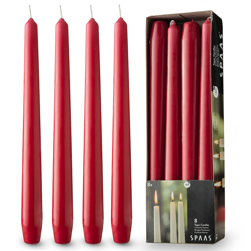 10" Tapered Candles, 8 Pack, Red