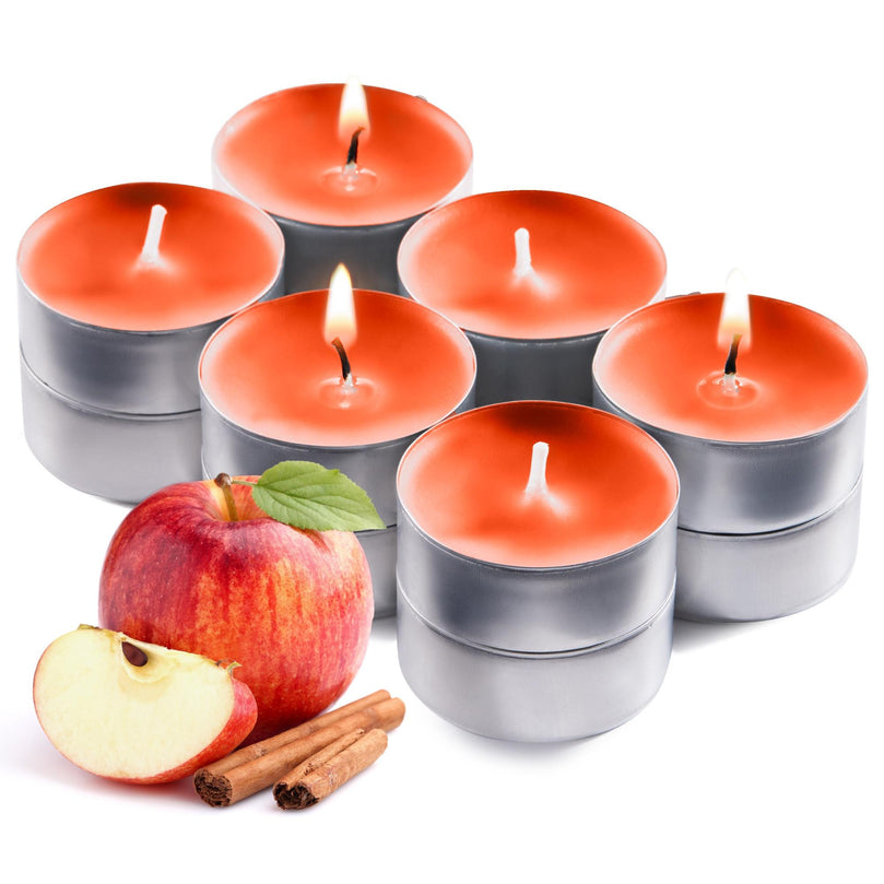 Scented Tealight Candles, Apple Cinnamon, 12 Pack