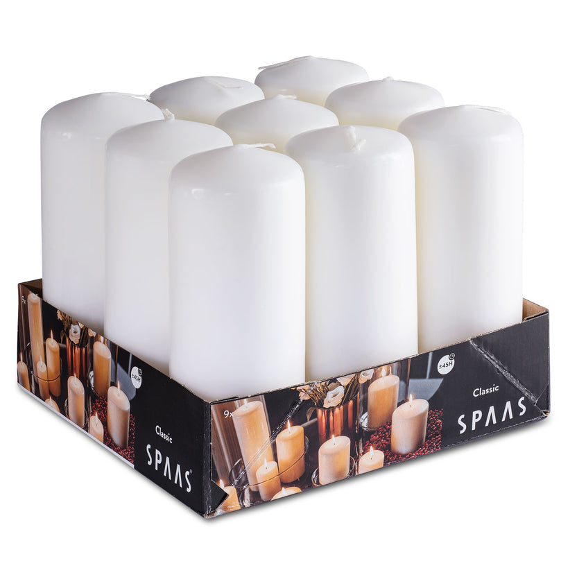 White Pillar Candles, 9 Pack, 2.3" x 6"