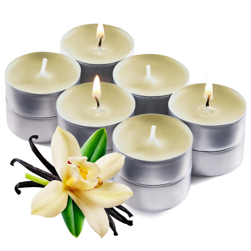 Scented Tealight Candles, White Cake Vanilla, 12 Pack