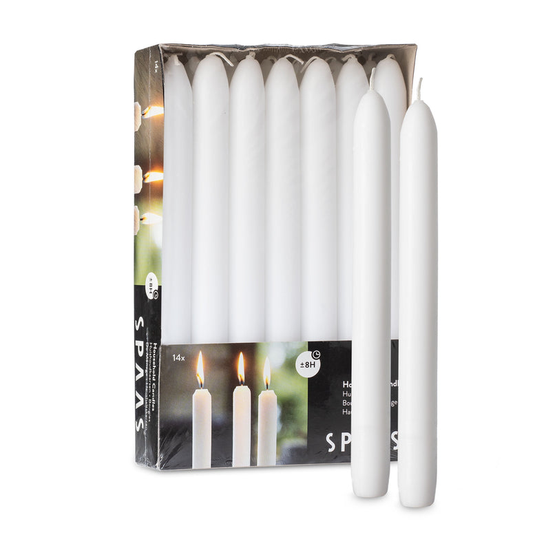 White Tapered Candlsticks - 14 Pack - 8"