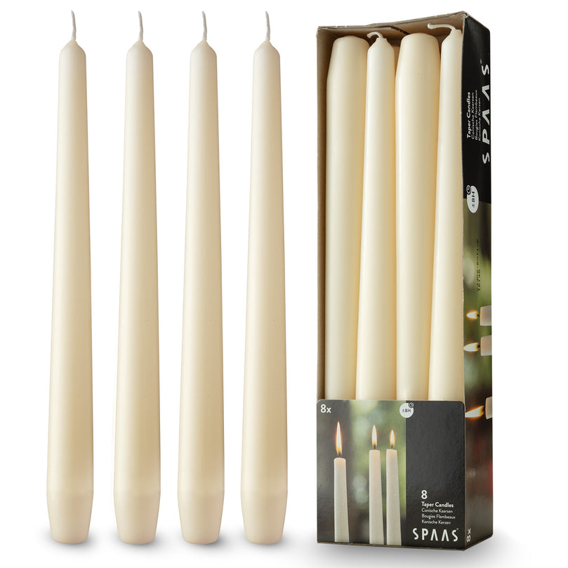 10" Tapered Candles, 8 Pack, Ivory