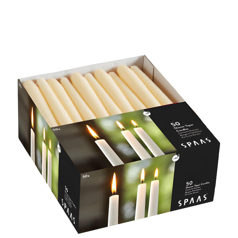 10" Dinner Tapered Candles, 50 Pack, Ivory