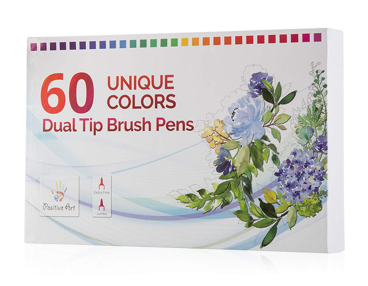 Dual Tip Brush Pens 60 Unique Colors By Positive Art